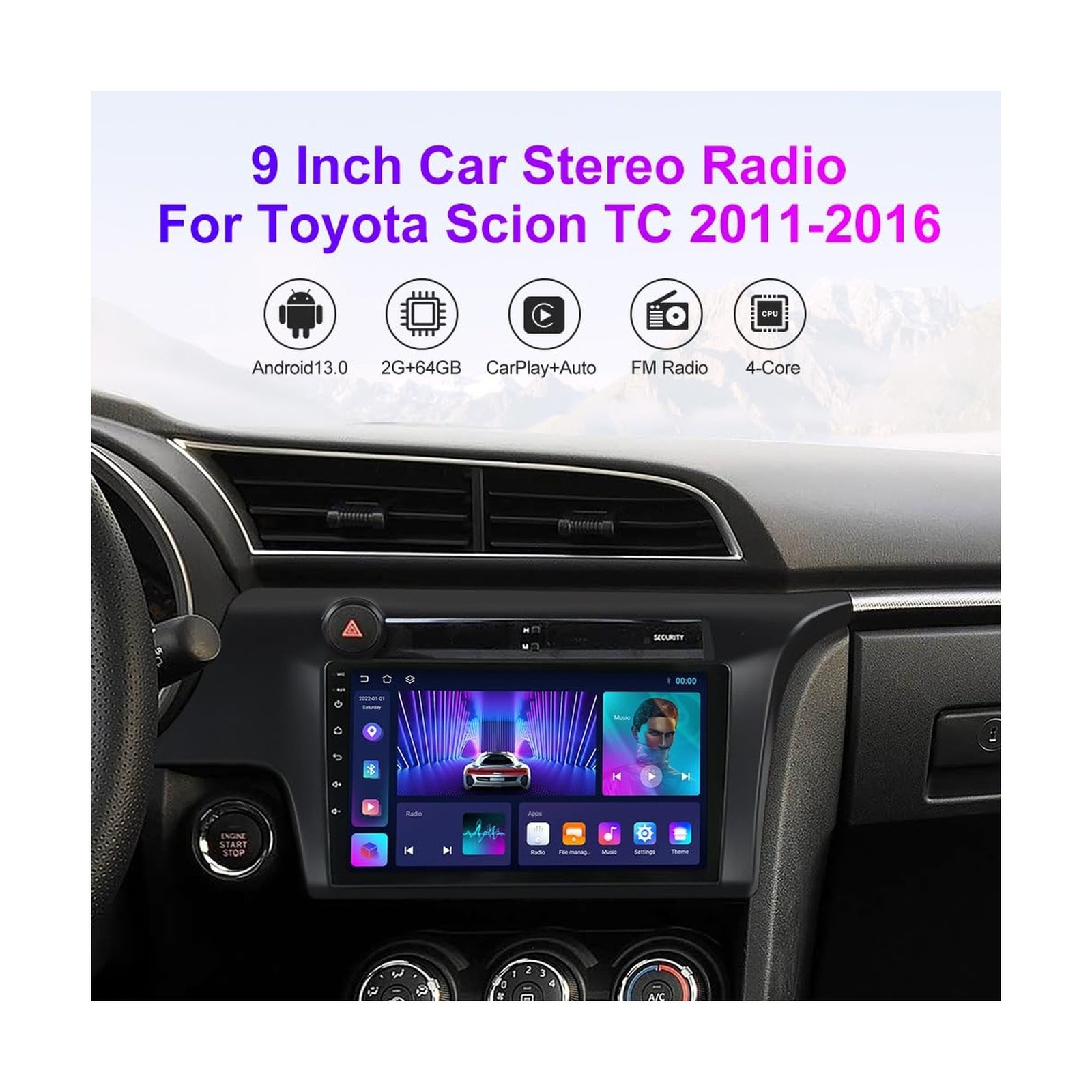 Car Radio for Scion tC 2011 2012 2013 2014 2015 2016 2GB RAM 64GB ROM, Biorun…
