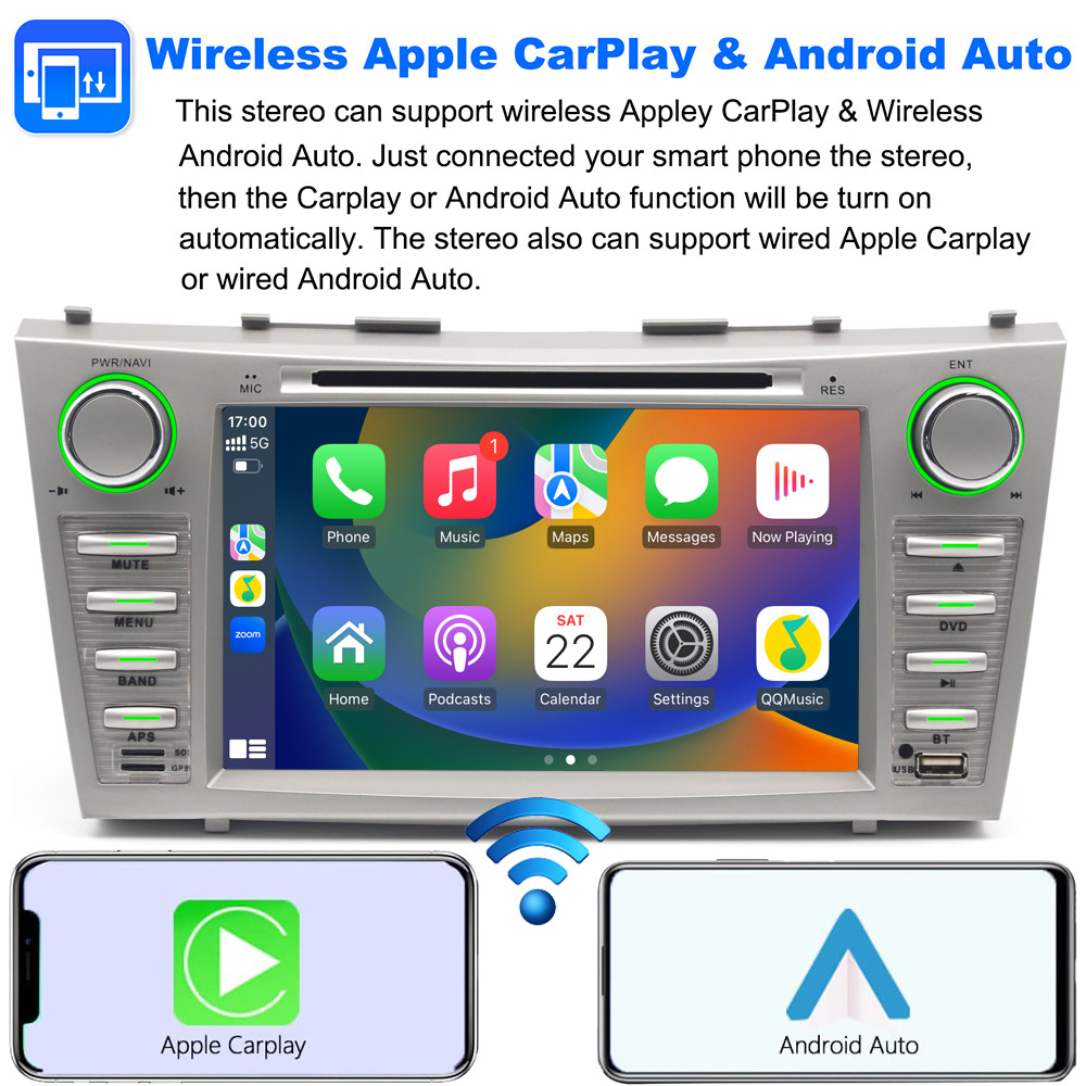 Apple CarPlay GPS DVD Player For Toyota Camry 2007-2011 Car Stereo Radio BT RDS