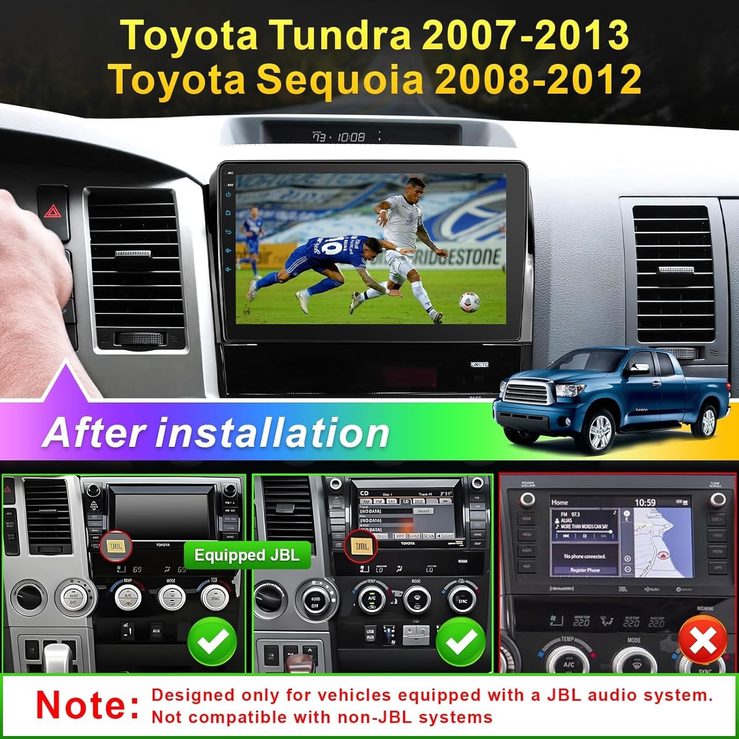 Car Radio for Toyota Tundra 2007-2013 Sequoia 2008-2012 with Wireless CarPlay…