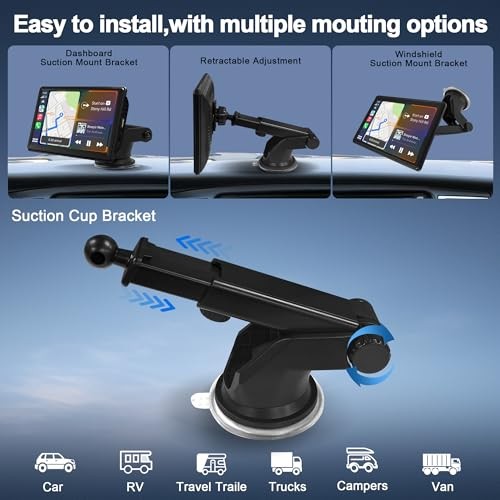 7 inch Double Din Car Radio: Wireless Carplay & Android Auto Car Radio Stereo,