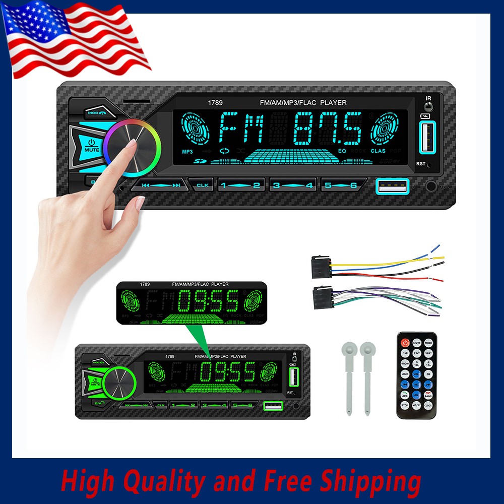 Single Din Car Stereo Bluetooth Hands Free Calling Car Audio Receivers US