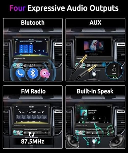 Single Din Car Stereo Radio with AppIe Carplay & Android Auto Airplay