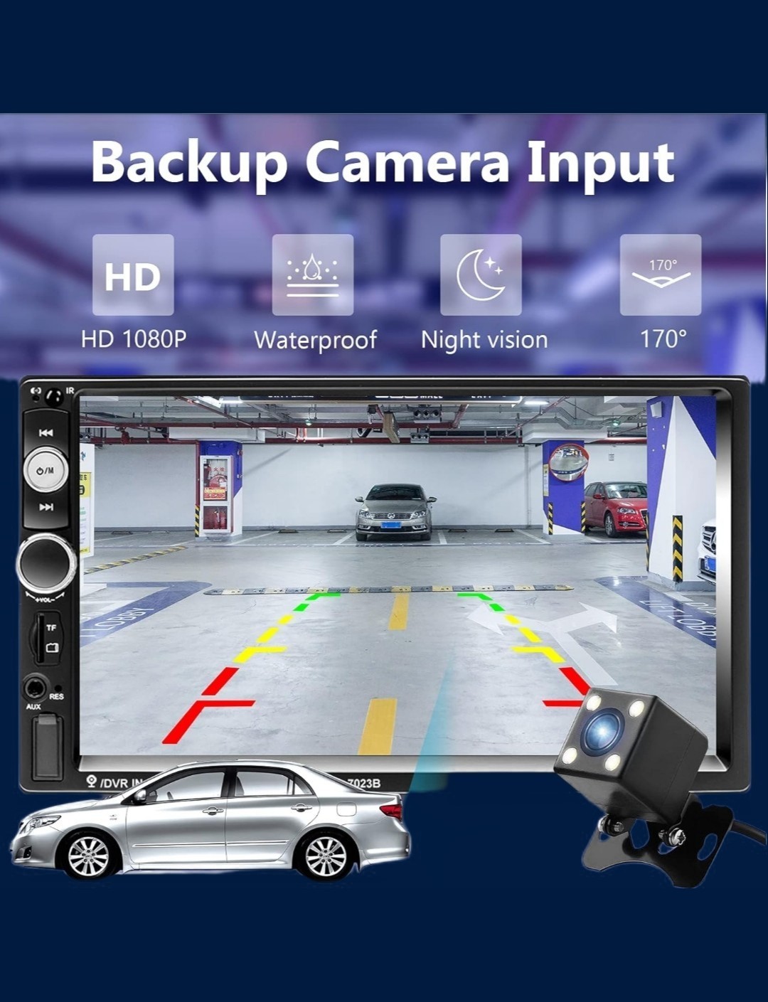 Podofo Double Din Car Stereo Radio Backup Camera 7 Inch Touch Screen