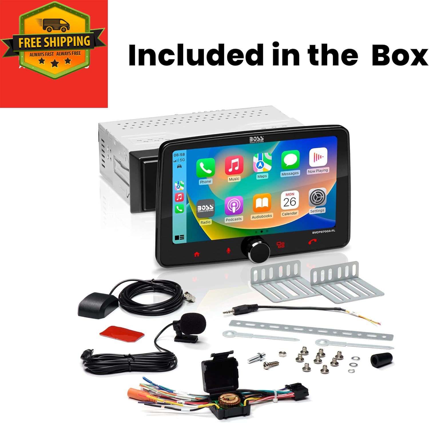 Single DIN Car Stereo 7 Inch Touchscreen Wireless CarPlay Android Auto Radio