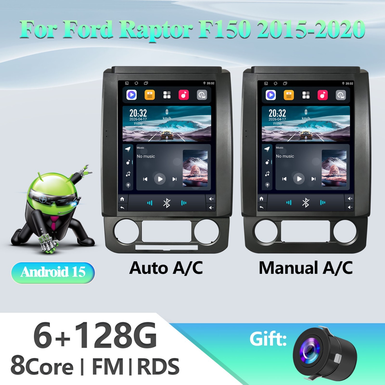 8Core 6+128G Android13 Car Stereo Radio CarPlay GPS Navi For 2015-2020 Ford F150