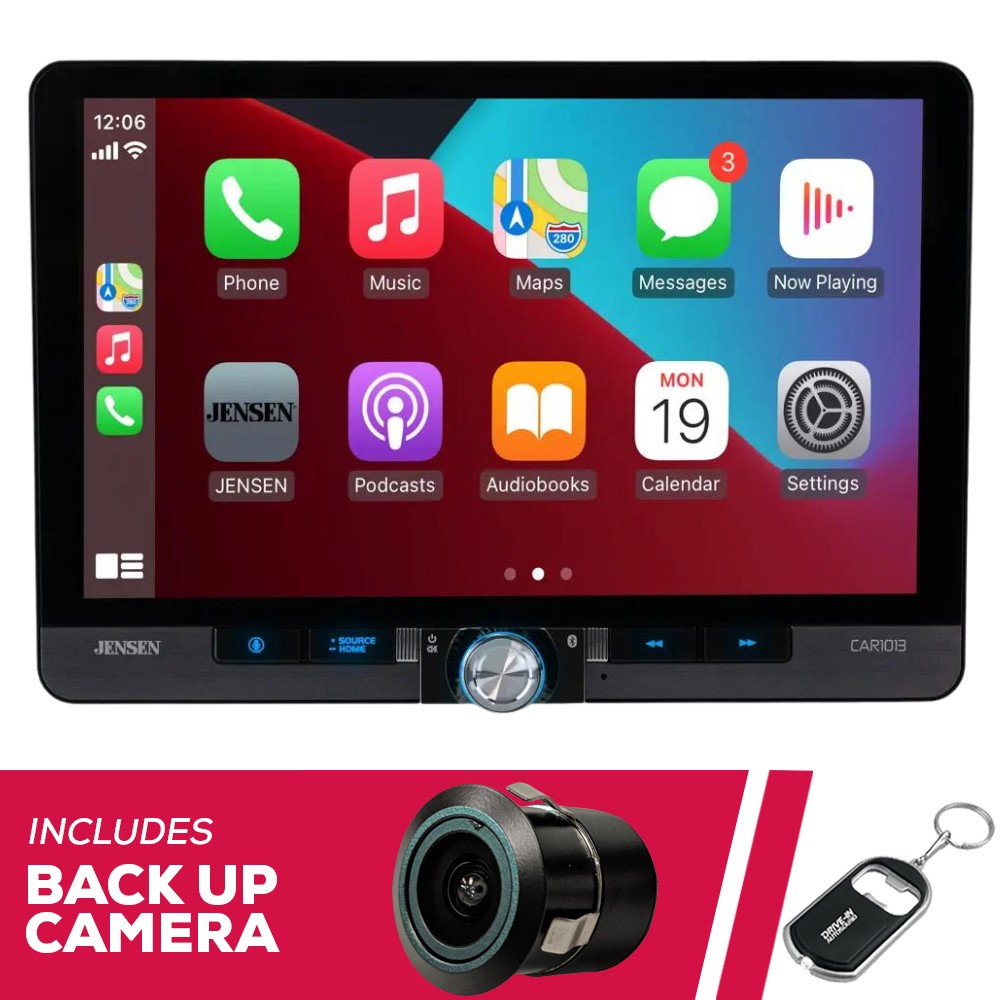 Jensen CAR1013 10.1″ 1-DIN/2-DIN Multimedia with Backup Bullet Camera