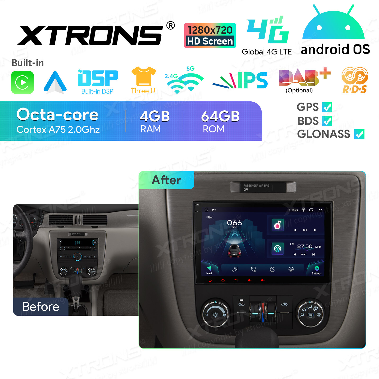 8″ Android 14 8-Core 4+64GB Car Stereo GPS Radio 4G WIFI For Chevrolet GMC Buick