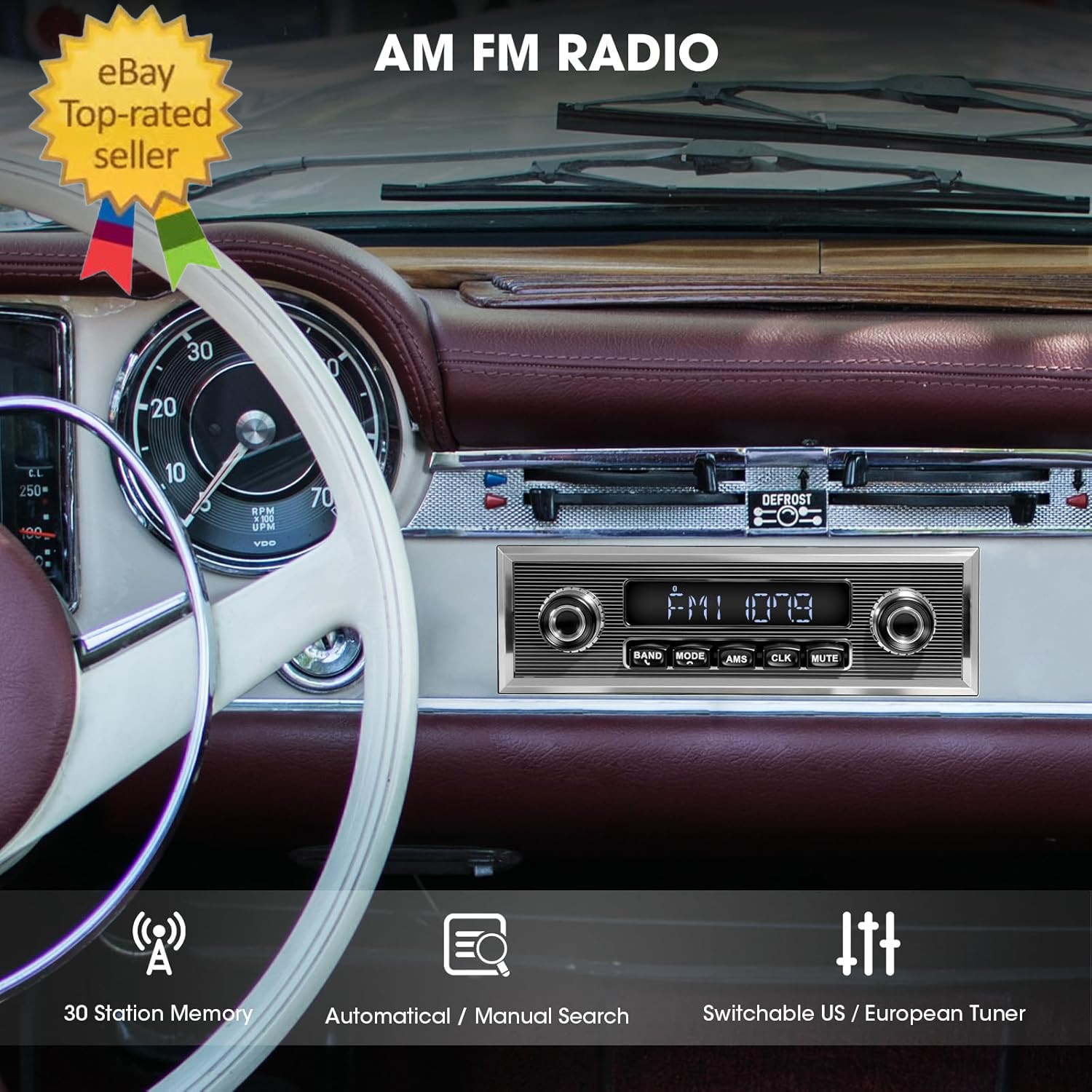 Bluetooth Retro Radio for Classic Vehicles: Single Din Vintage Stereo for Car –