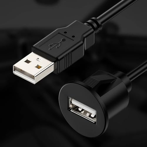 Universal Auto USB Extension Cable Dashboard Flush Mount for Car Radio Stereo