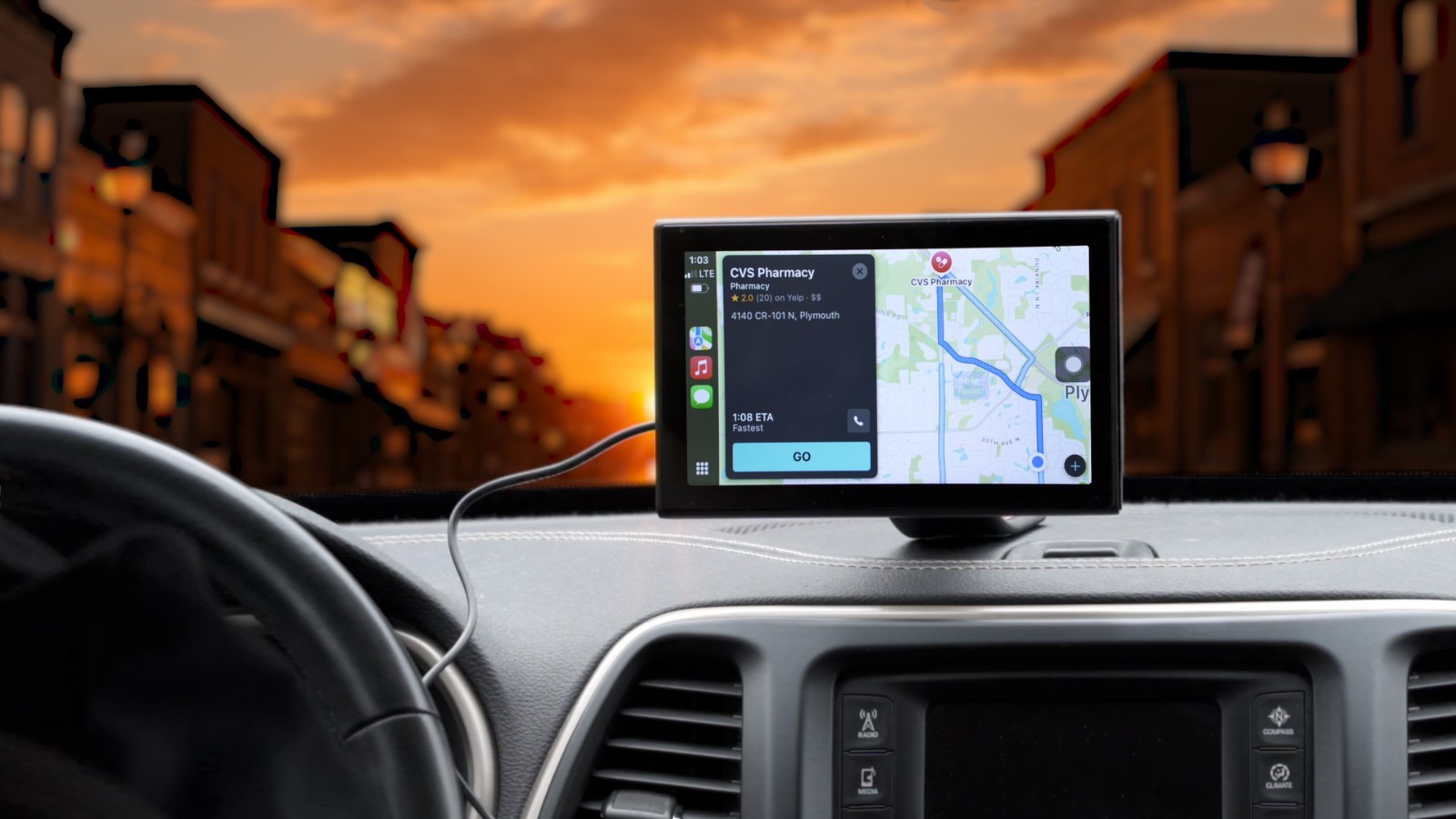 Portable Car Stereo 7 Inch Touch Screen Wireless CarPlay Android Auto Display