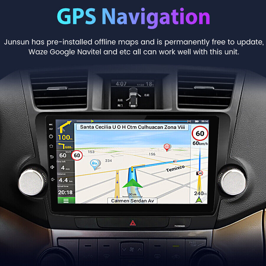 For Toyota Highlander 2008-2013 Android 13 Car Radio JBL Support Backup Cam SWC