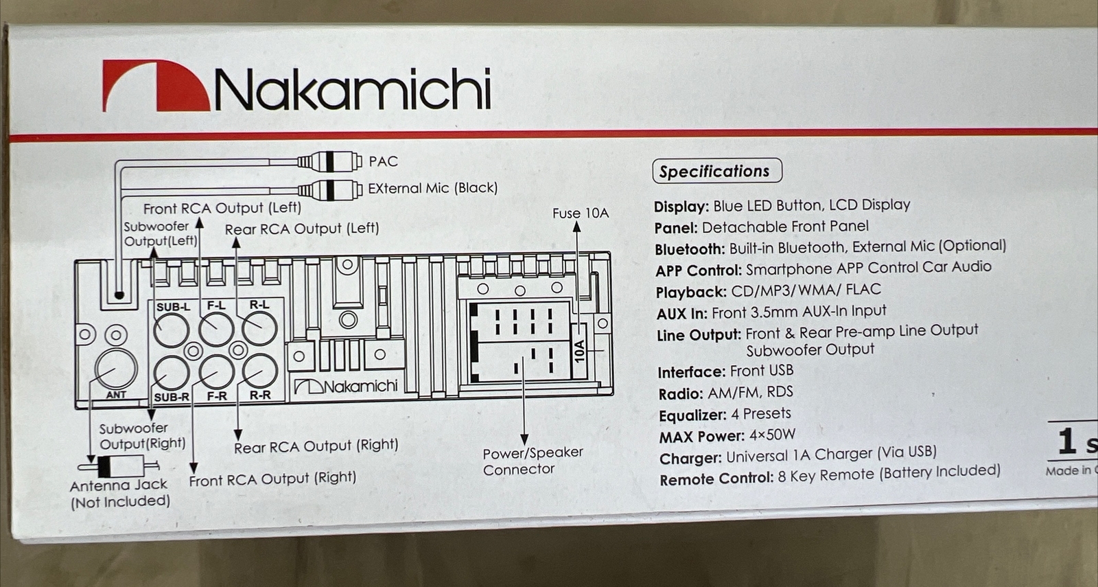 New Nakamichi NQ822B 1-DIN CD/MP3/USB Car Stereo In-Dash Receiver w/ Bluetooth