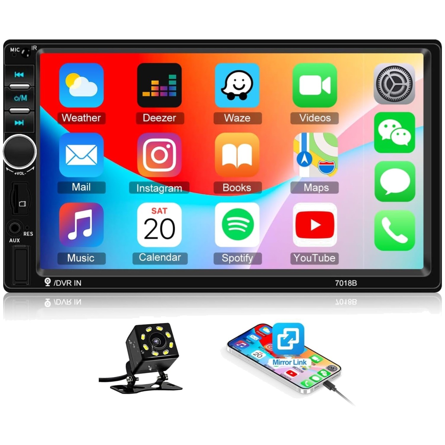 Double Din Car Radio Head Unit + Rearview Camera