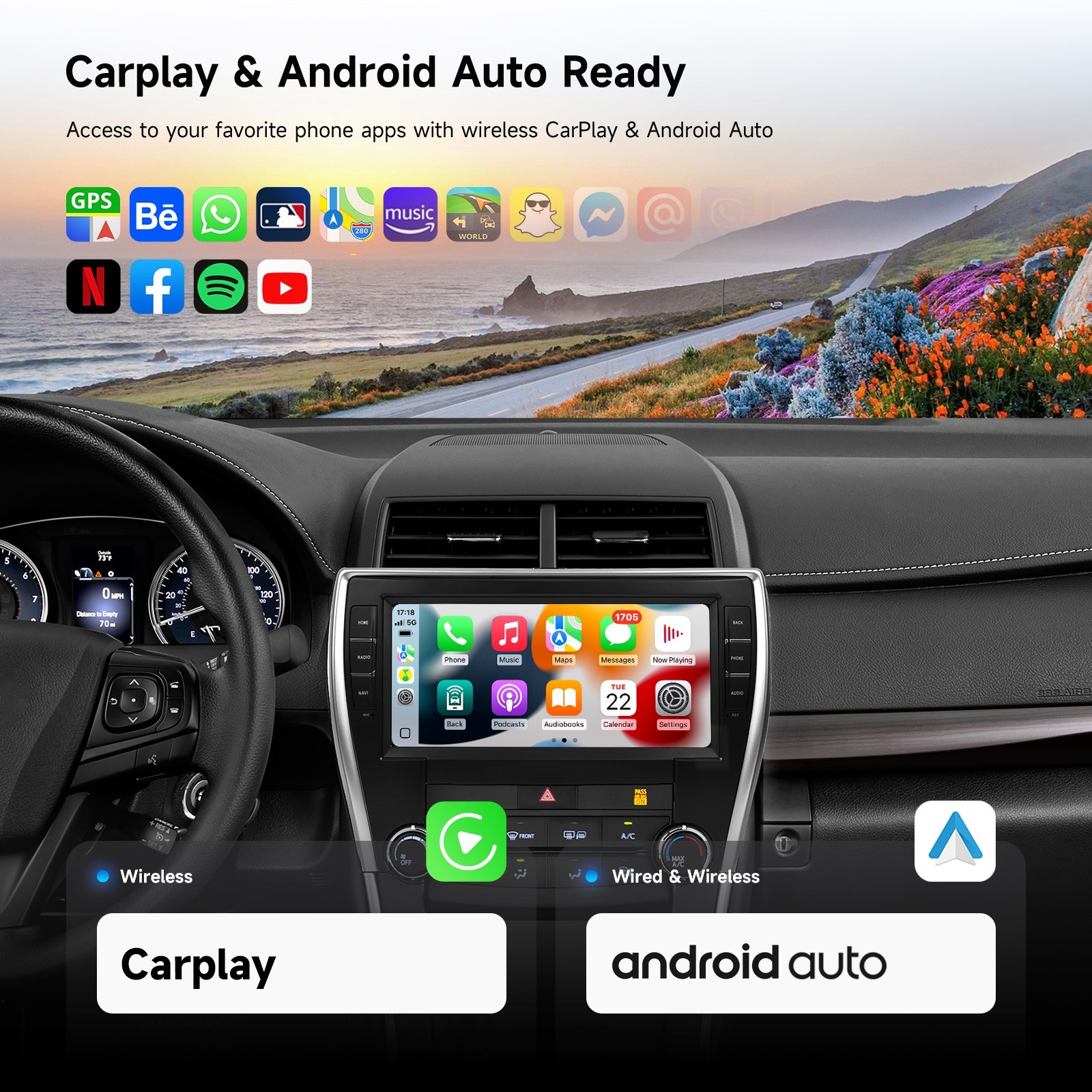 Dasaita 10.33” Car Radio for Toyota Camry 2015-2017 DTS 4G LTE CarPlay Stereo