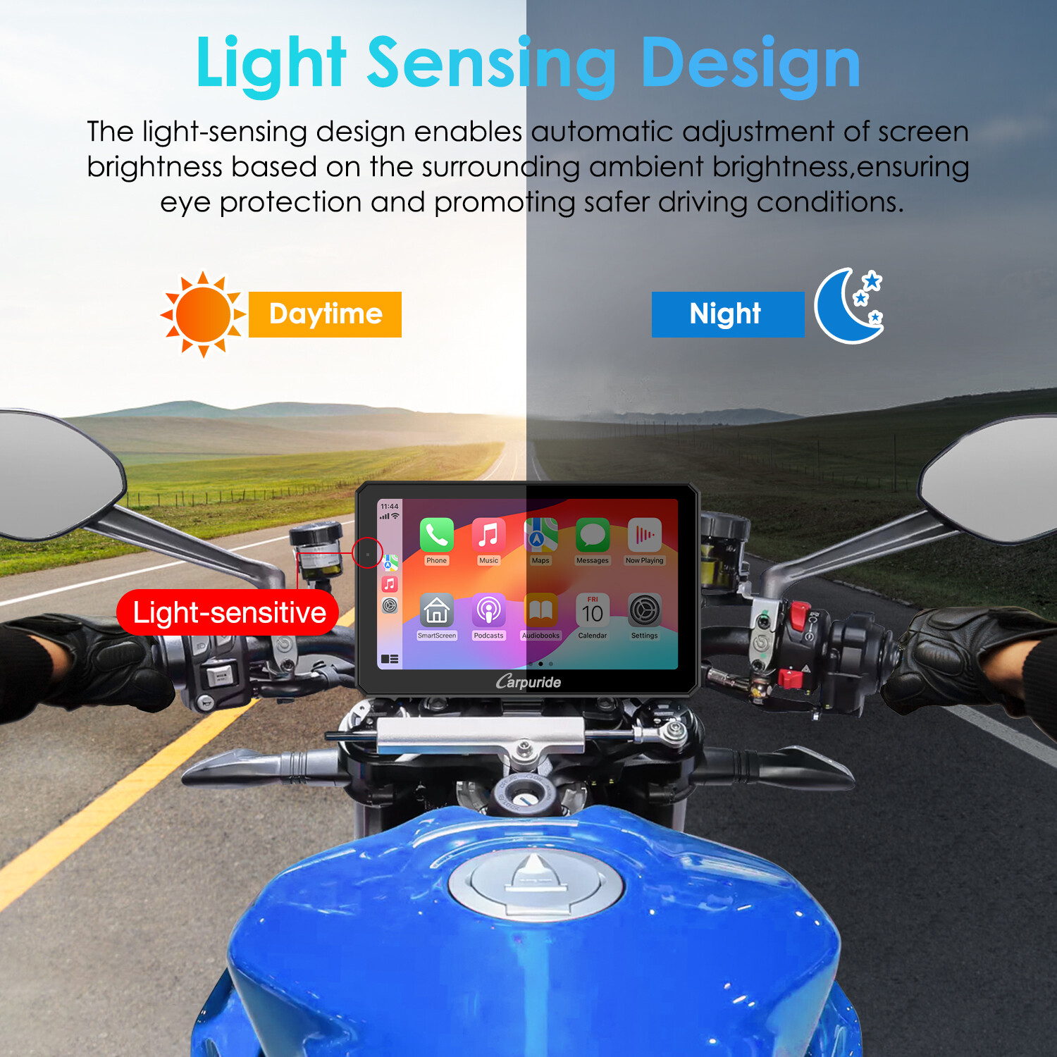 Carpuride W712D Wireless Carplay Android Auto Motorcycle Wired Controlled TPMS