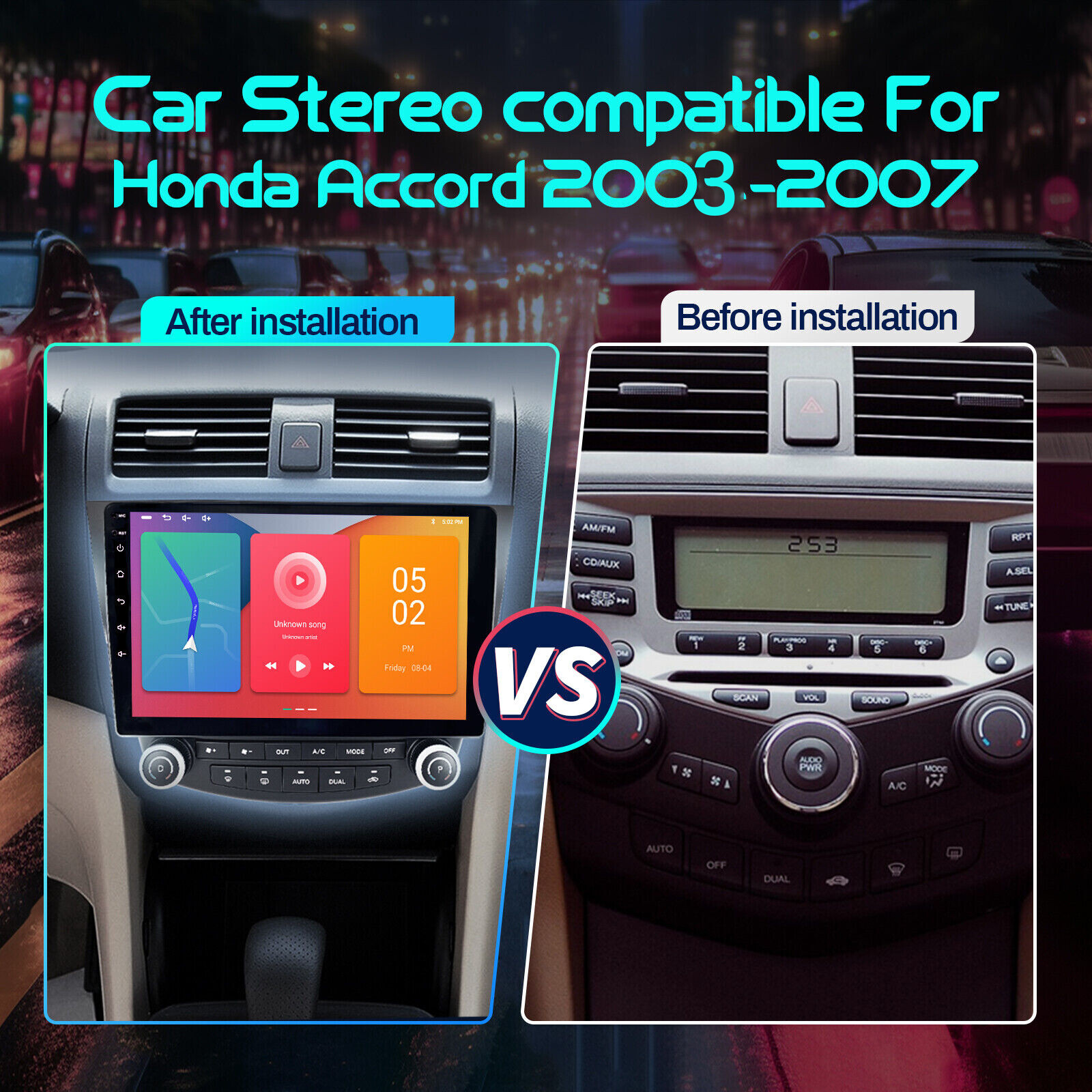 Easy Installation CarplayAndroid Car Stereo Radio For Honda Accord 7 2003-2007