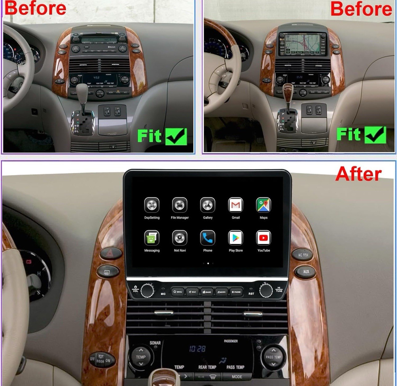 8 Core 32G Stereo Radio for Toyota Sienna 2004-2010 Android 12 10.1 Inch NEW