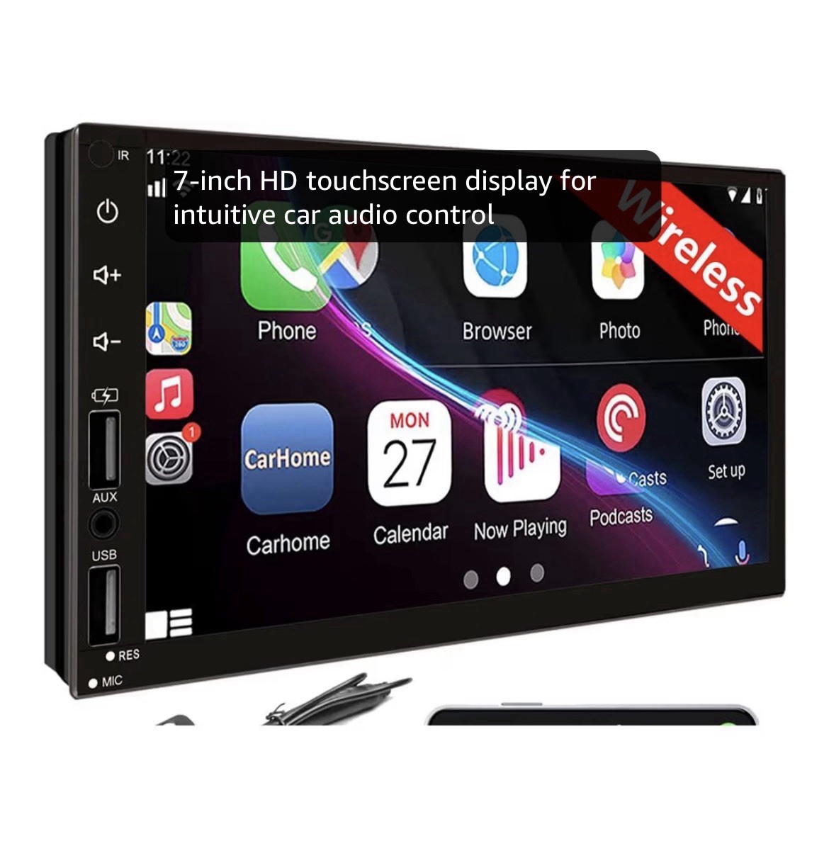 Leadfan Double DIN Car Stereo Apple Carplay Android Radio Support, 7″ HD