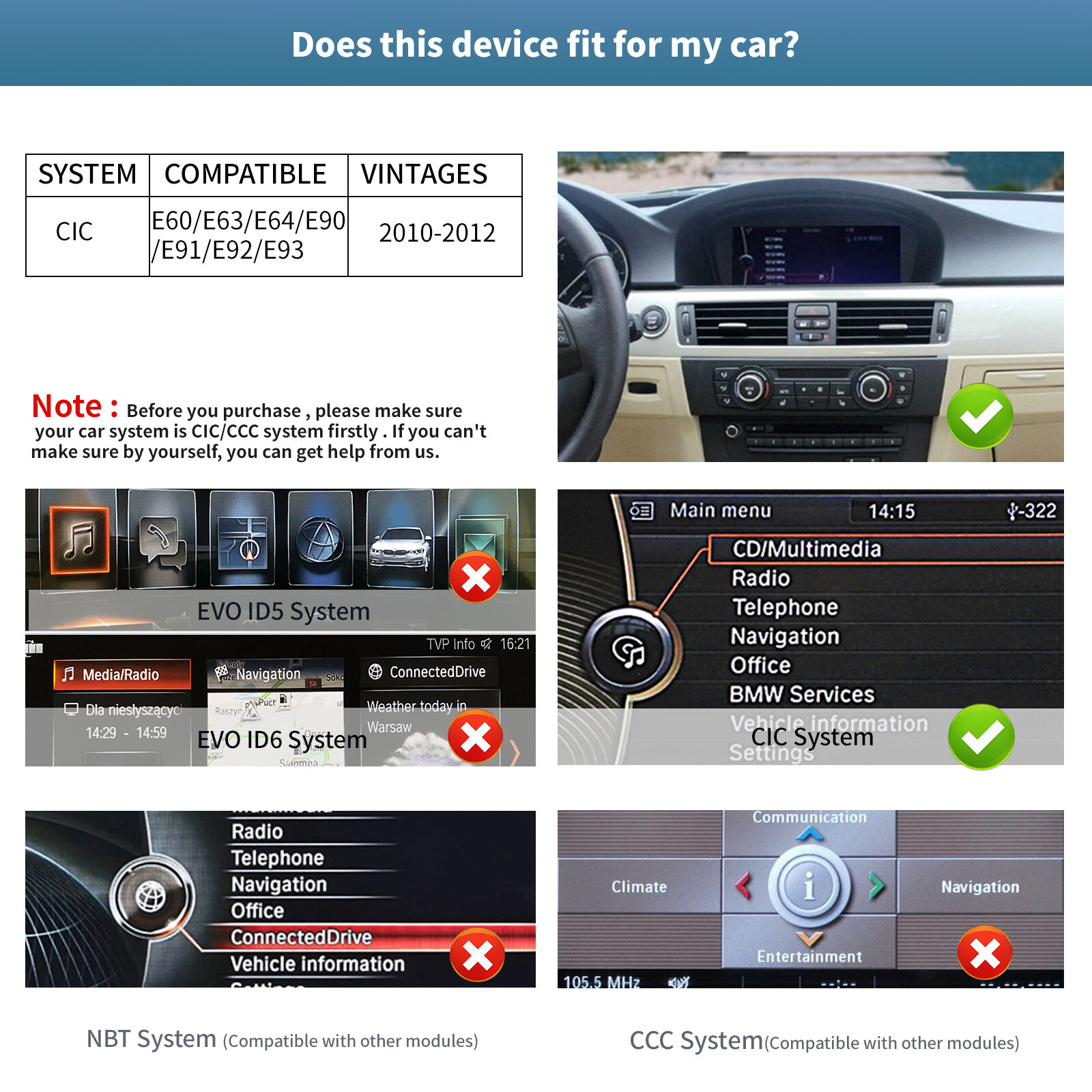 Carplay/Android Auto 8.9 Touch screen Receiver for BMW 3/5er 2005-2012 CCC/CIC