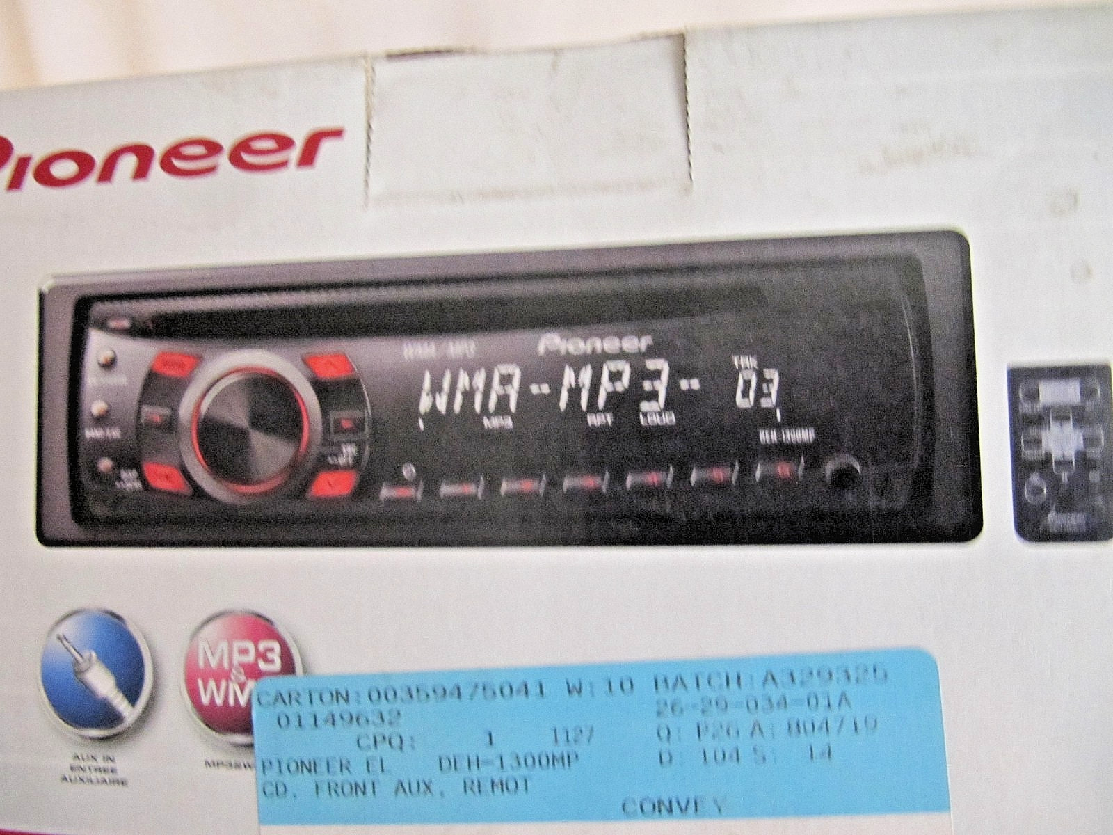 Pioneer DEH-1300MP In-Dash AM/FM Radio CD Player Aux Receiver