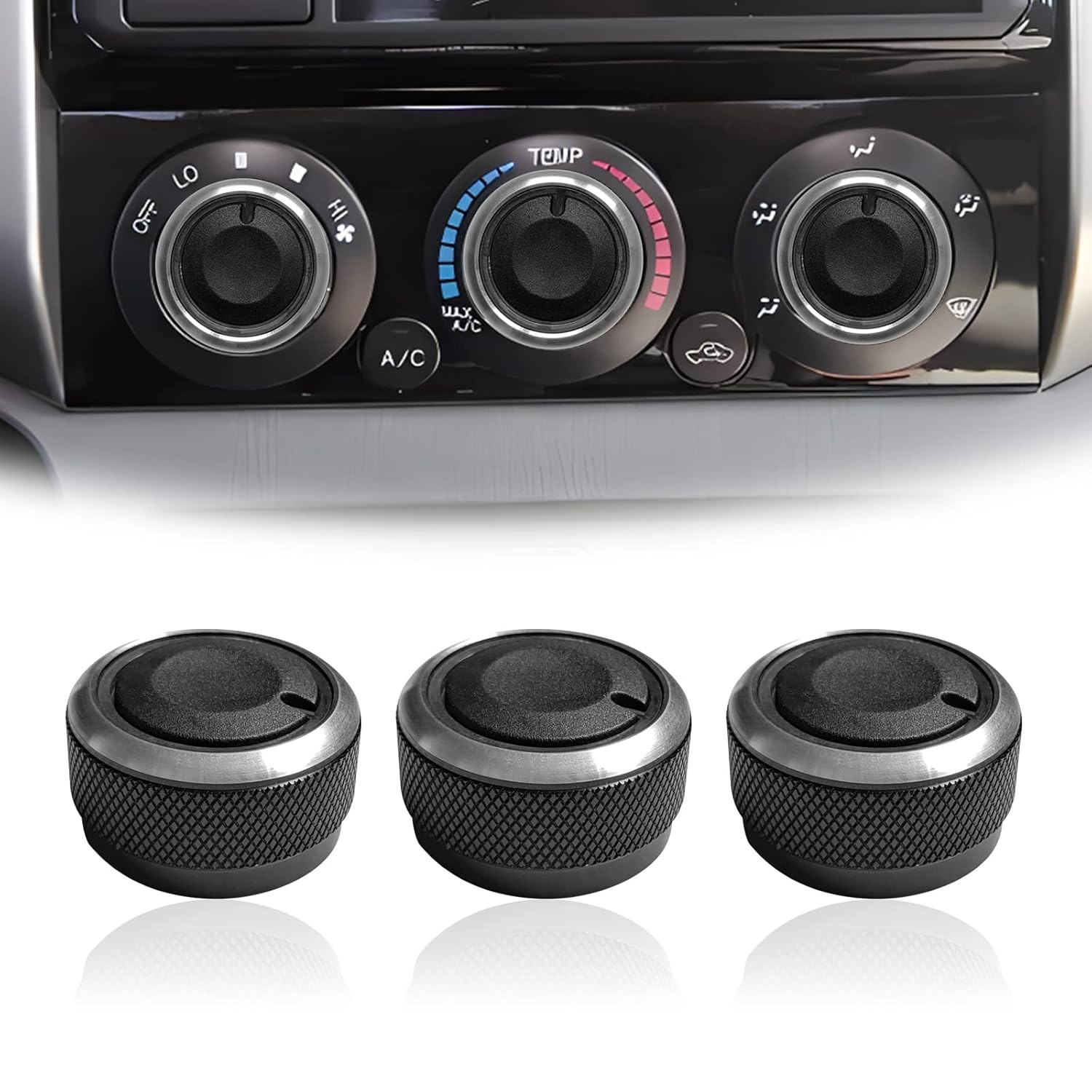 3Pcs Heater Control Knob A/C Fan Air Conditioning Button Climate Switch