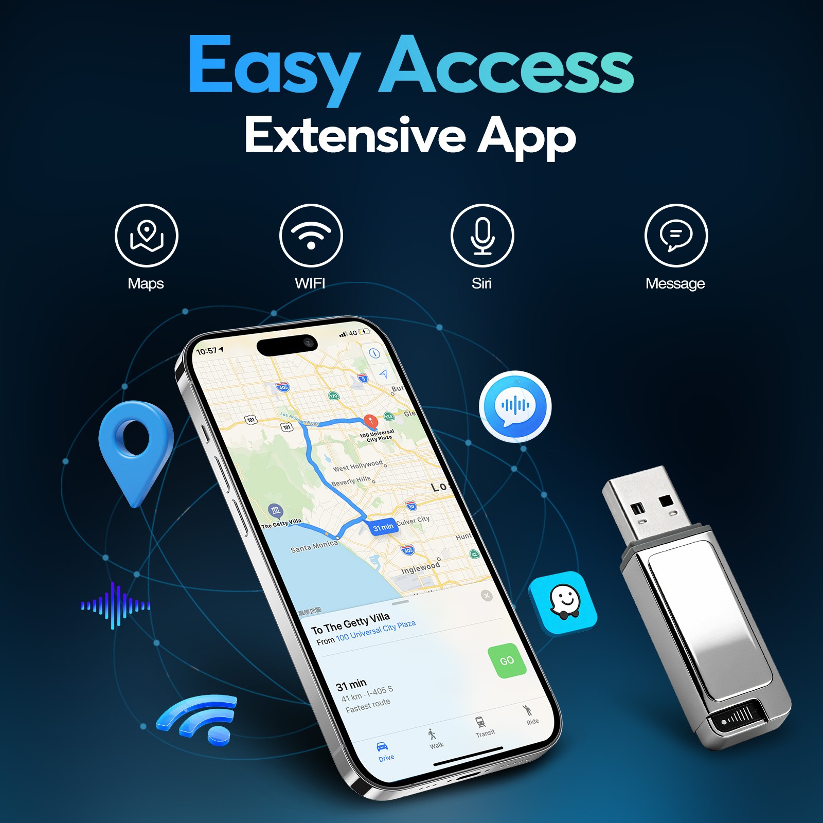 ANDREAM 2-in-1 Wired to Wireless CarPlay & Android Auto Adapter, Plug & Play