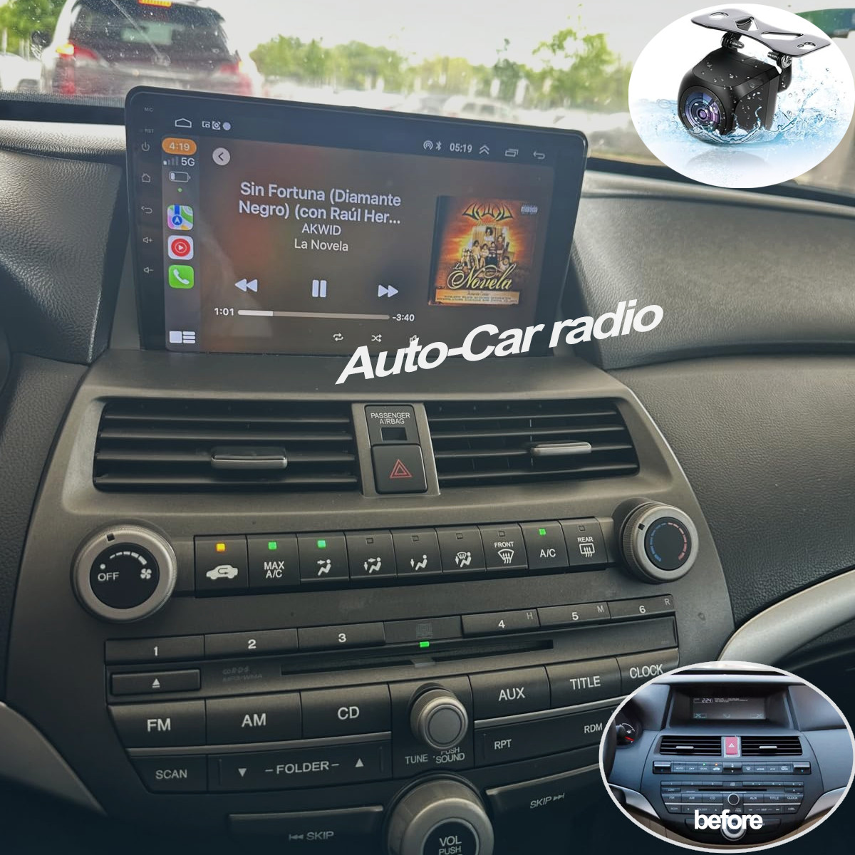 For HONDA ACCORD 2008-2012 Android Carplay Stereo GPS Radio with Bakcup Cam