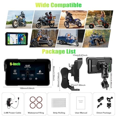 Removable Motorcycle CarPlay & Android Auto Screen, Wireless Apple Car Play