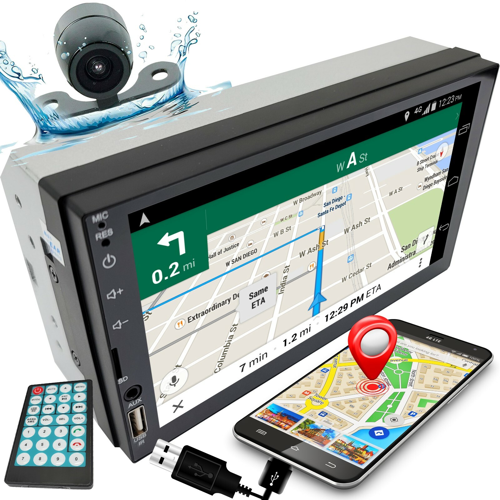 7″ 2DIN Car Stereo Radio Touch Screen USB MP5 Player Mirror Link carplay + Cam