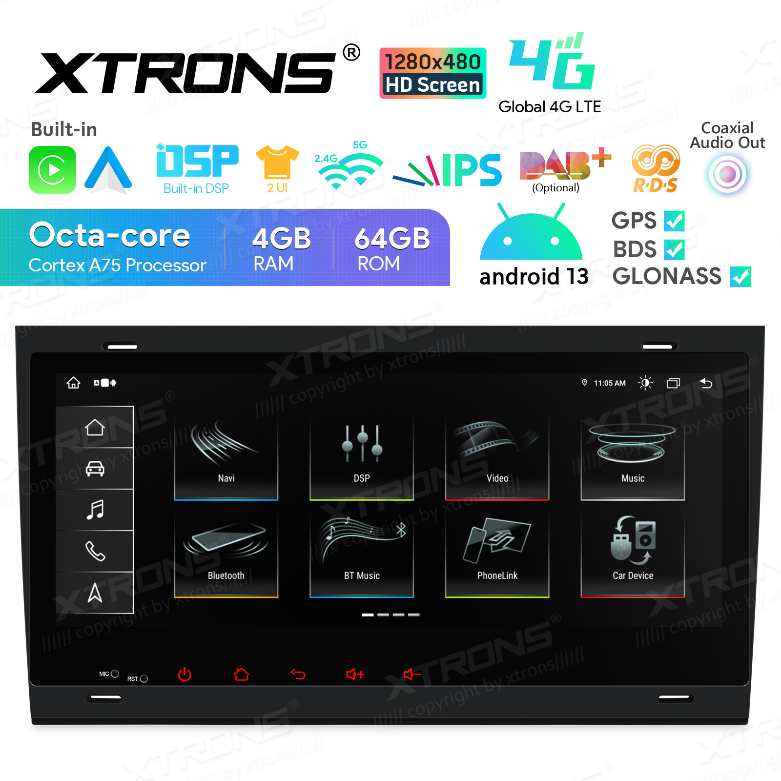 8.8″ Android 13 4+64G 8Core Car GPS Stereo Radio Head Unit BT For Audi A4 S4 RS4