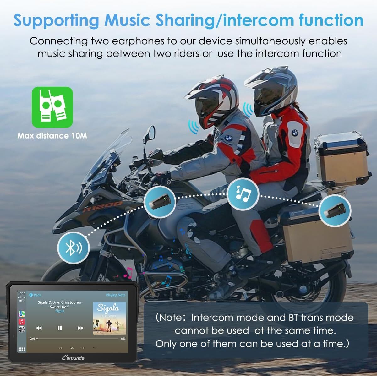 Carpuride W502Pro Intercom Compass Dual Bluetooth Motor Carplay Android Auto