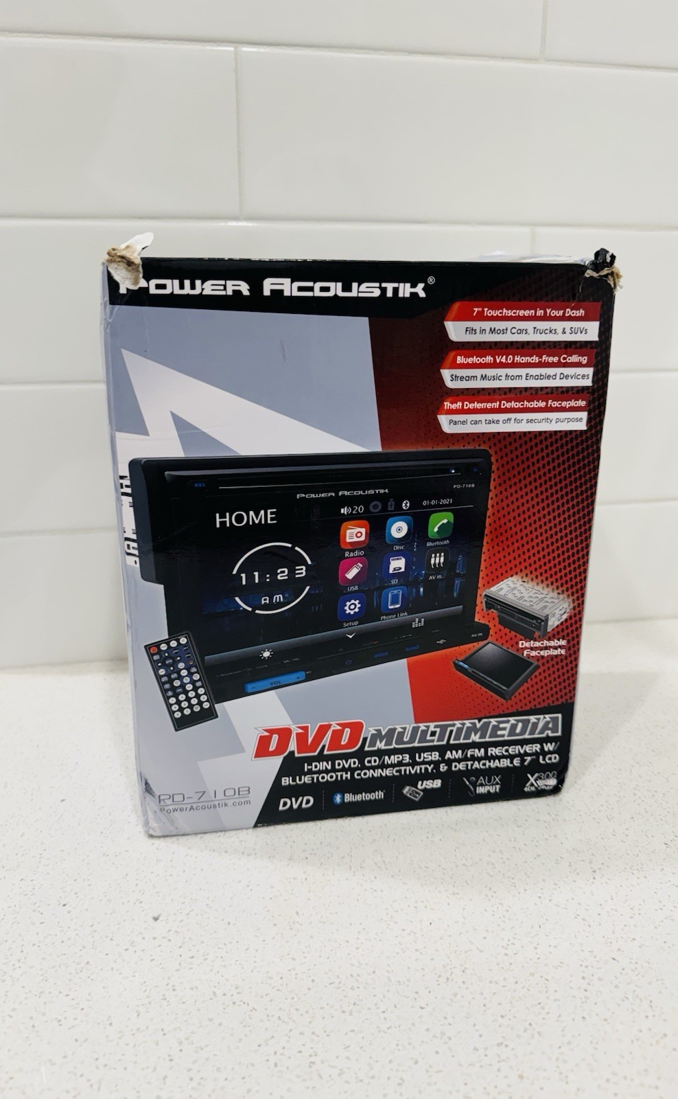 Power Acoustick PD-710B Car 7″ Touchscreen CD/DVD/USB/SD Player A2DP Bluetooth