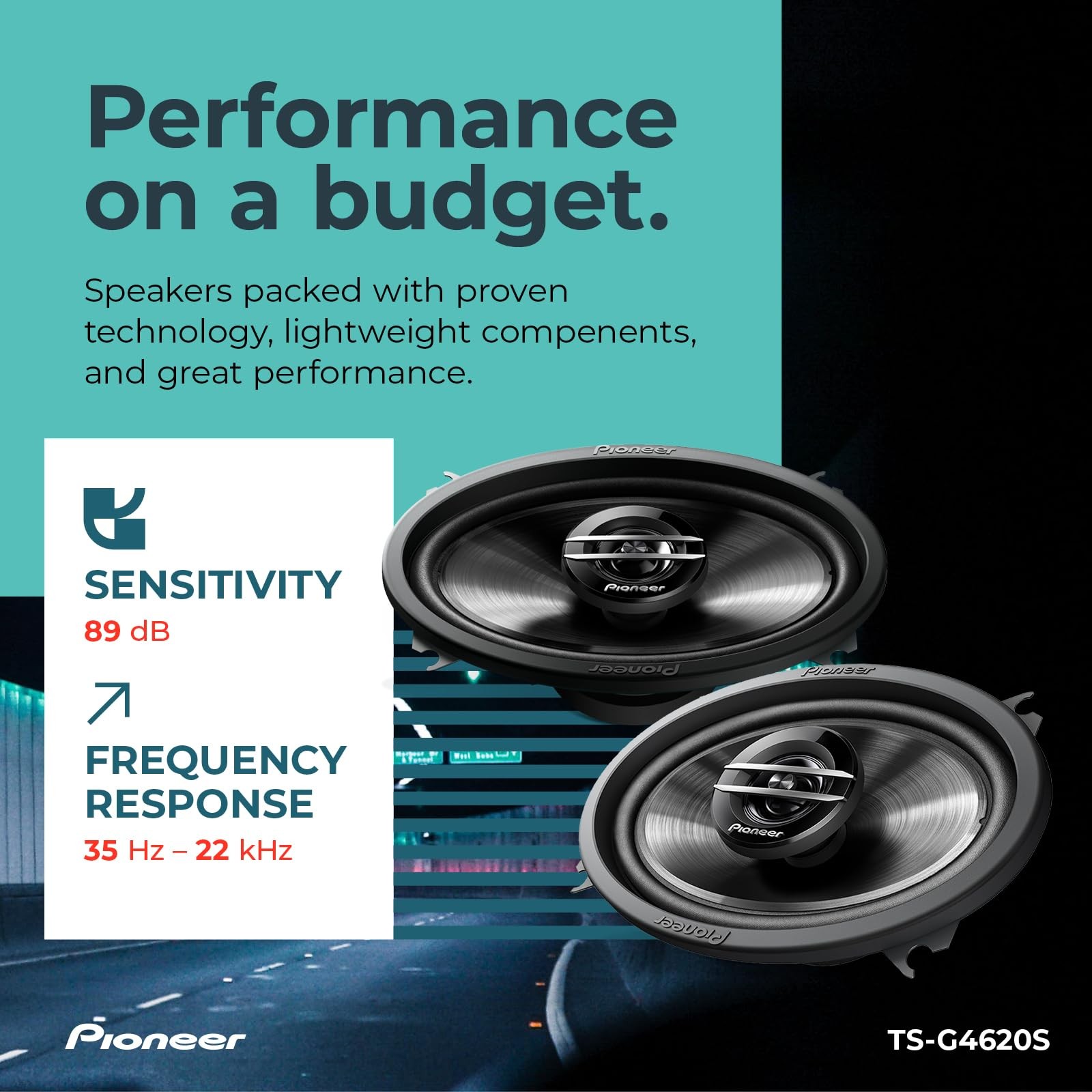 G-Series TS-G4620S 4” x 6” 2-Way Speakers (Pair) – 210W Max, Balanced Sound +…