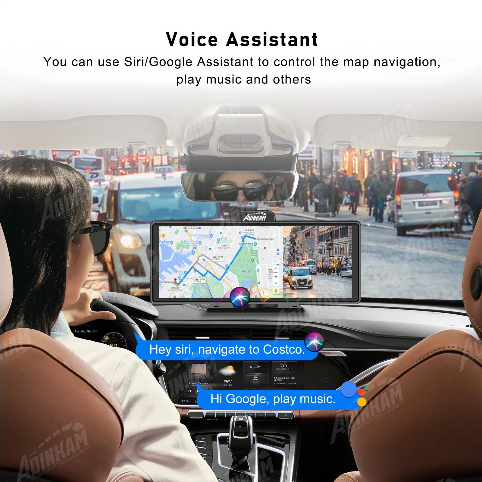 Portable Carplay screen for car with wireless carplay, android auto, bluetooth,