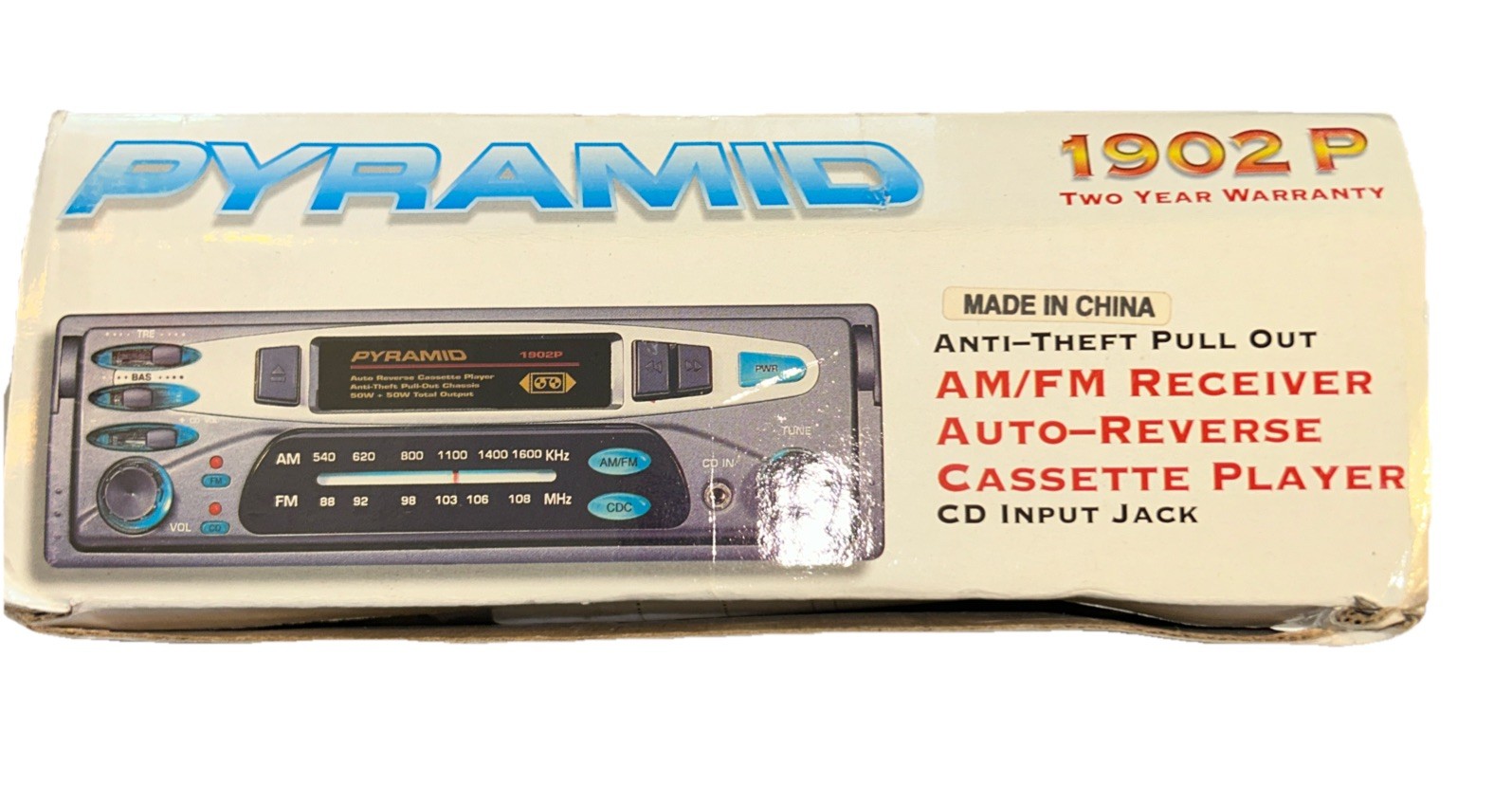 Pyramid 1902P Anti-Theft Pull Out Am/FM Receiver Auto-Reverse Cassette VTG