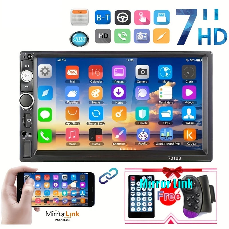 Car Stereo 7″ 2Din Radio MP5 Player Touch Screen Mirror Link USB TF FM AUX