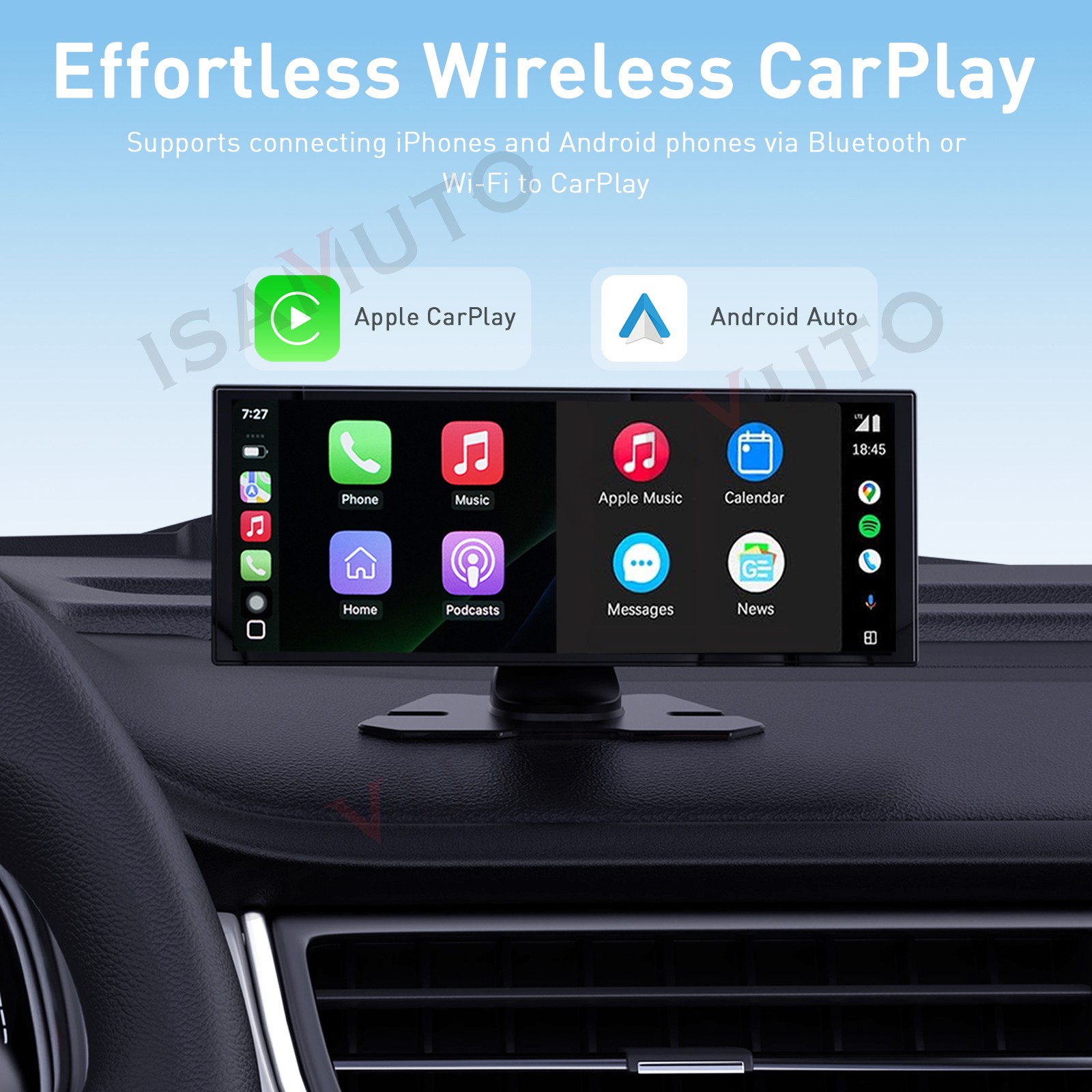 4K 1920P Car Stereo Wireless Apple CarPlay Android Auto AI Voice Control