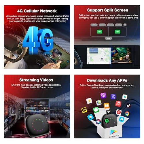 Car Video Box Android 13.0 for Wireless CarPlay Adapter/Android Auto, 4G+64G