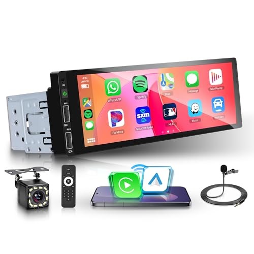 Single Din Car Stereo – Wireless Carplay – Bluetooth 5.0 – 6.86″ – Single Din