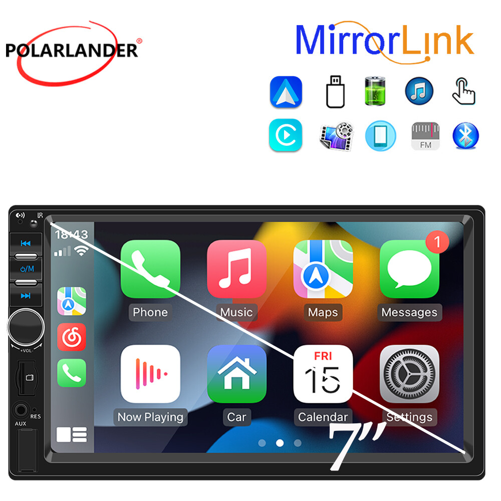 Double 2 Din 7″ Car Radio Touchscreen Apple CarPlay Android Auto USB/AUX/TF/FM