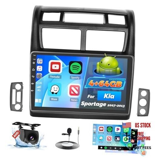 4+64G Car Radio for Kia Sportage 2007-2013 – 9 Inch 1280×720 Touch Screen