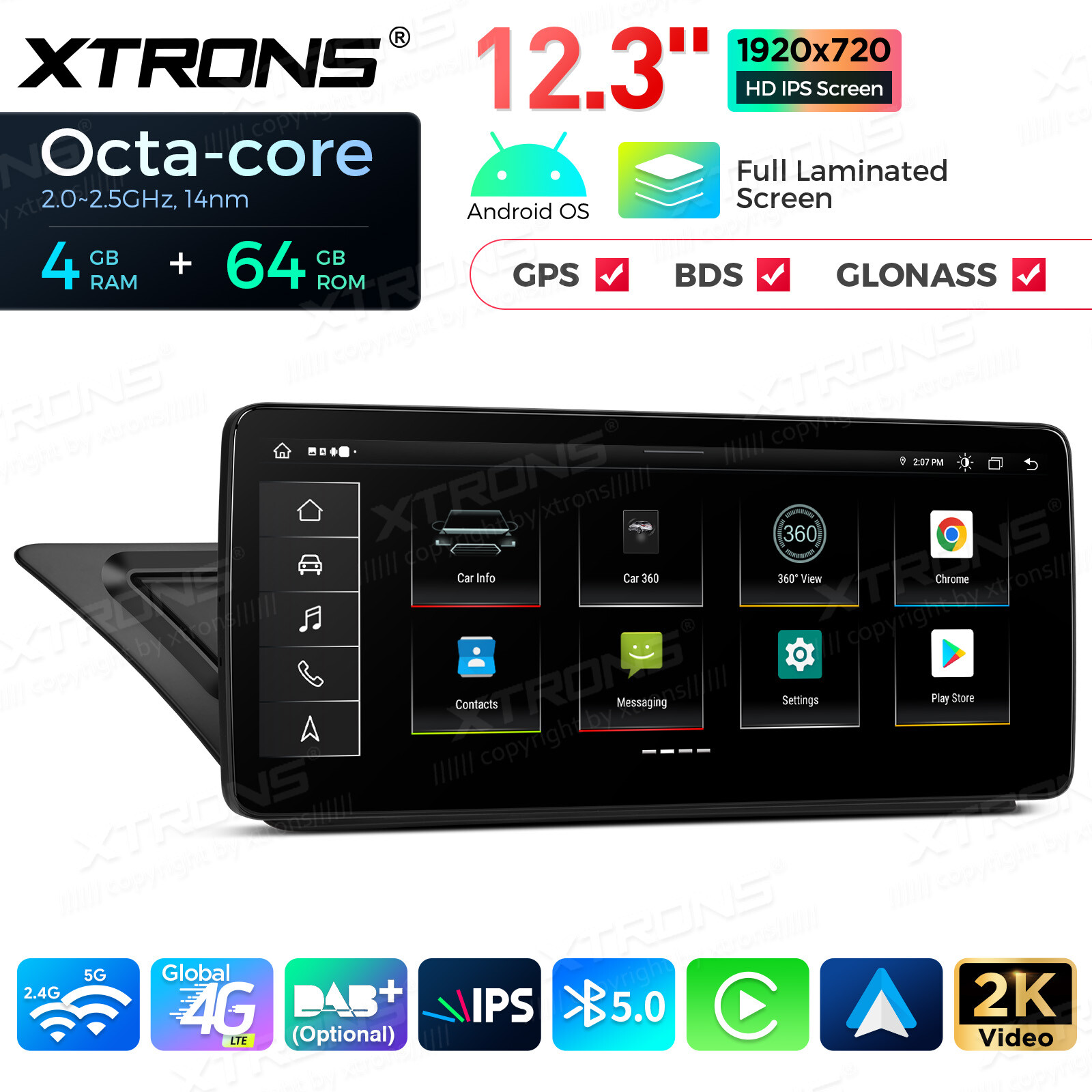 For Audi A4 A5 LHD 12.3″ Android Radio Player Wireless CarPlay IPS Screen 4G 64G