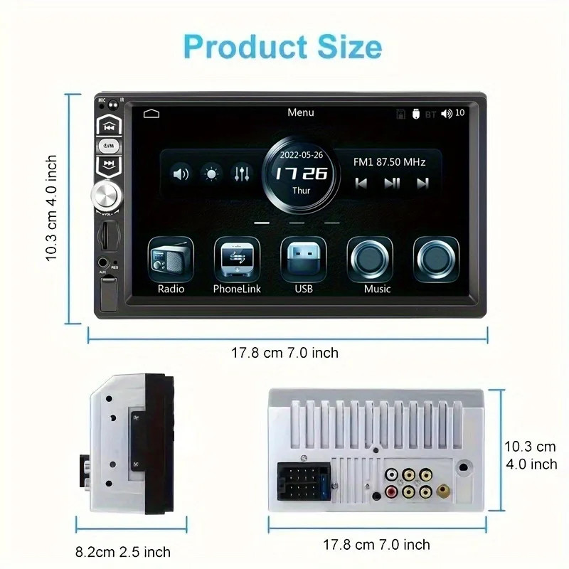 7″ Double 2 Din Car MP5 Player Bluetooth Touch Screen Stereo Radio Audio Mrrior*