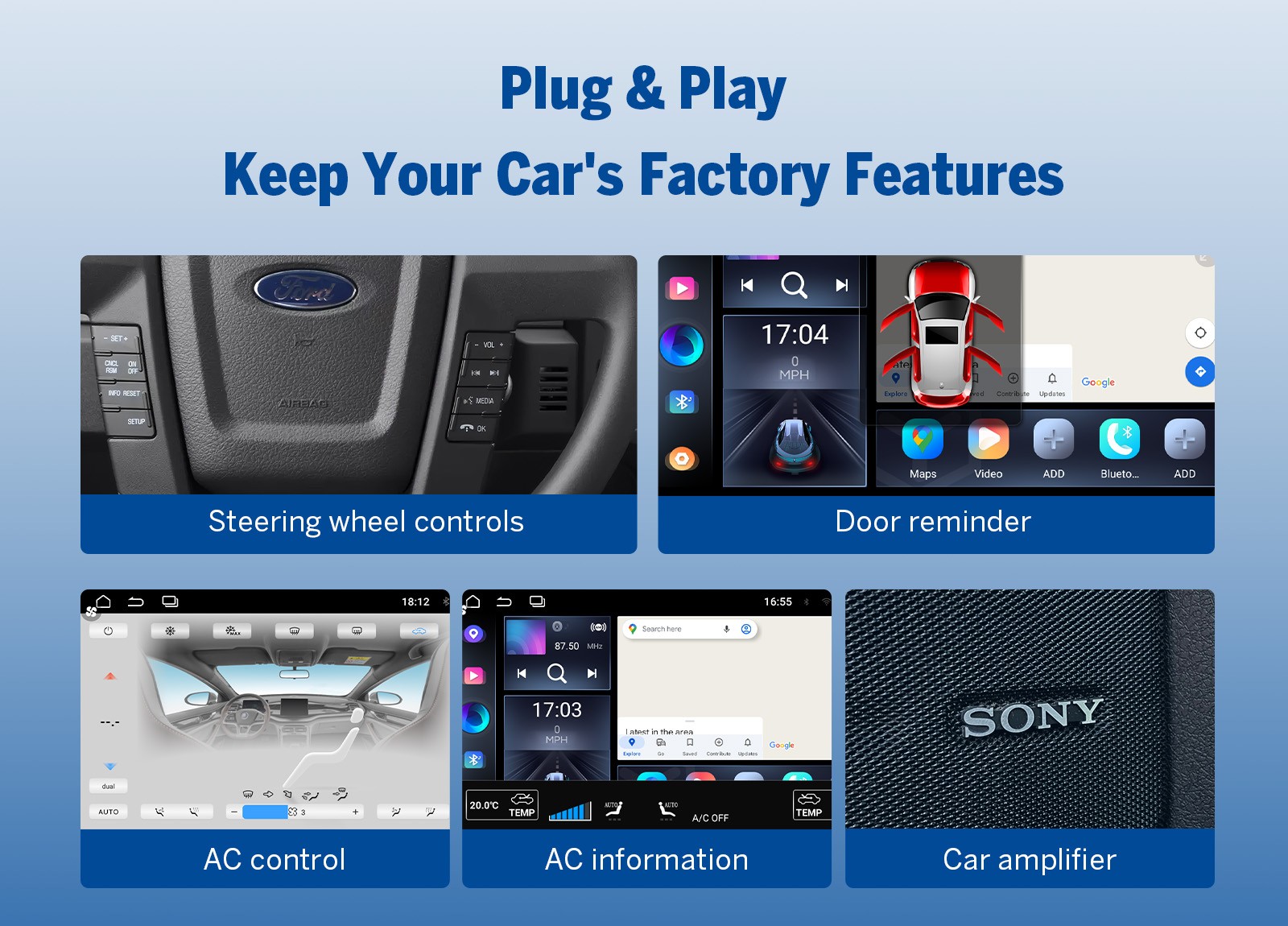 Eonon FDF1X7A 9″ IPS Android 14 4+64GB Car Radio CarPlay for Ford F150 2009-2014