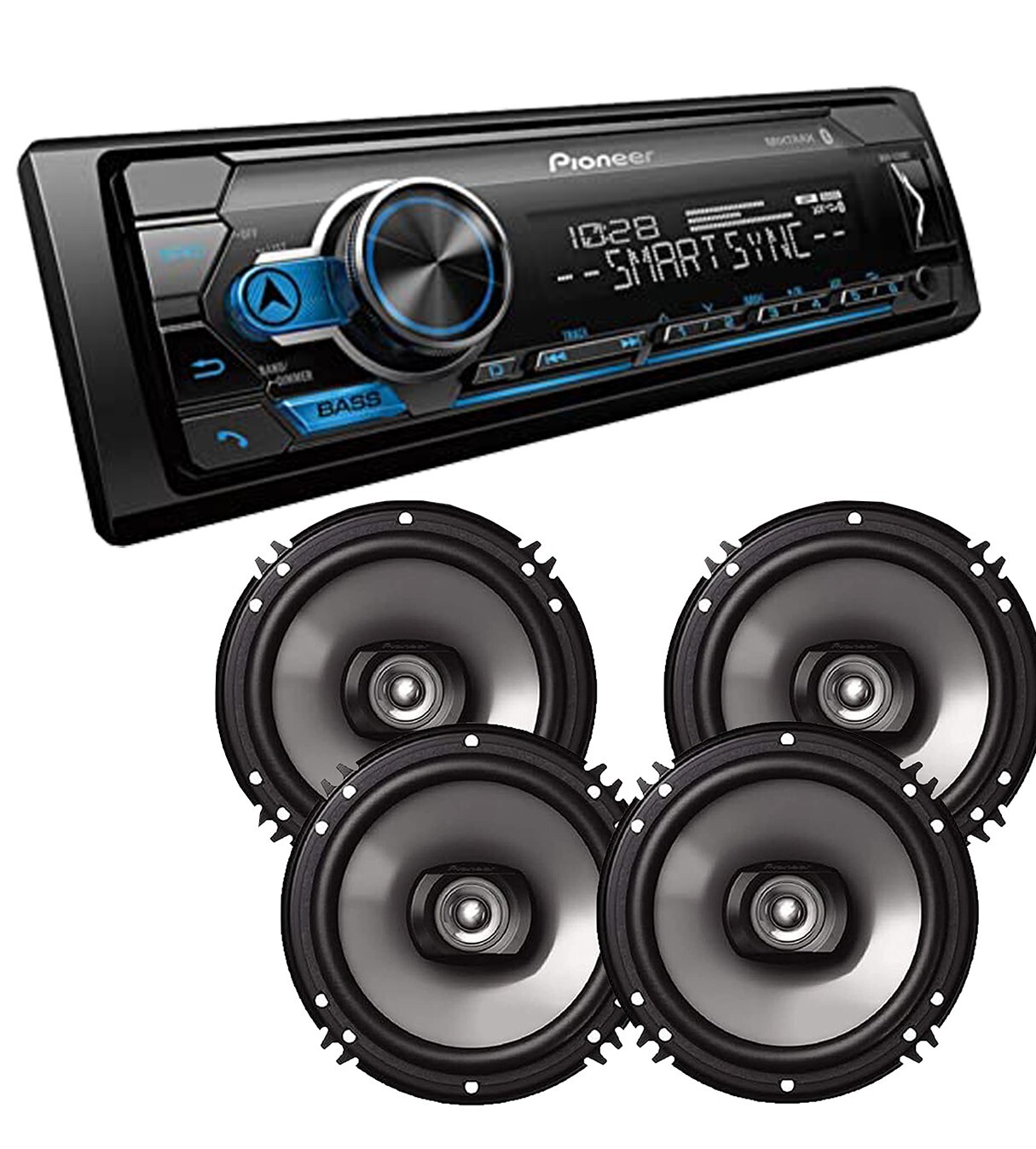 Pioneer Single DIN Bluetooth Digital Media Receiver +2 Pairs 6.5″ Car Speaker