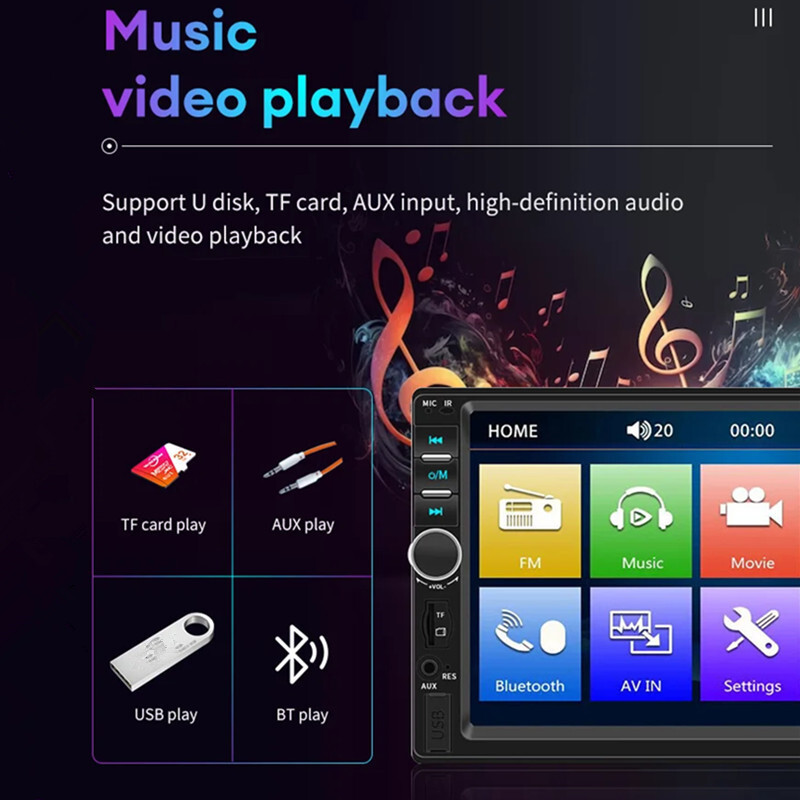 2 din Car Radio 7″ HD Autoradio Multimedia Player MP5 Bluetooth USB TF FM Camera