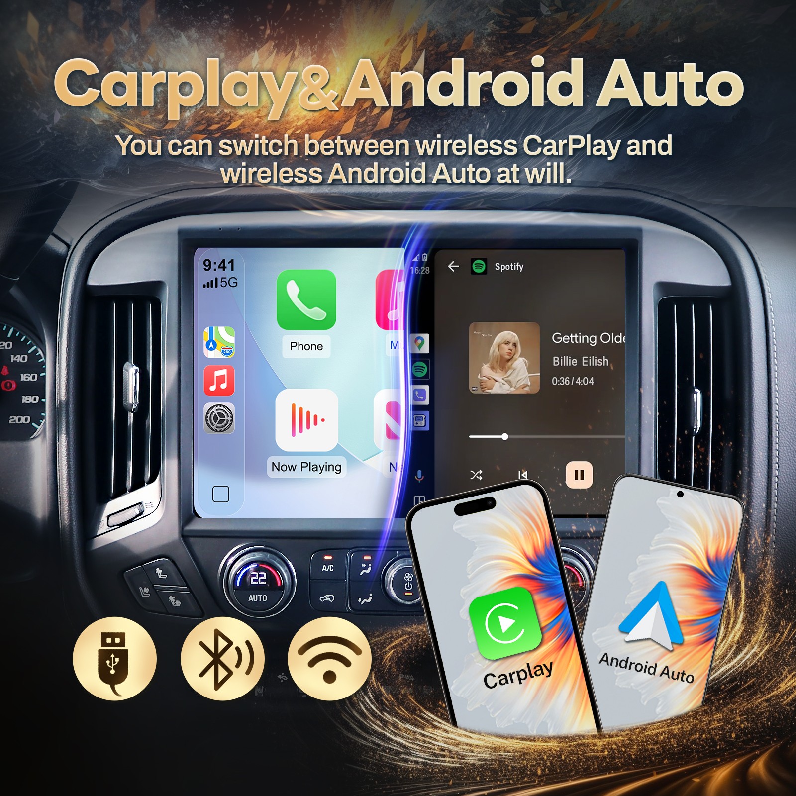 13.1″ Screen Android Car Radio GPS For Chevrolet Silverado GMC Sierra 2014-2018