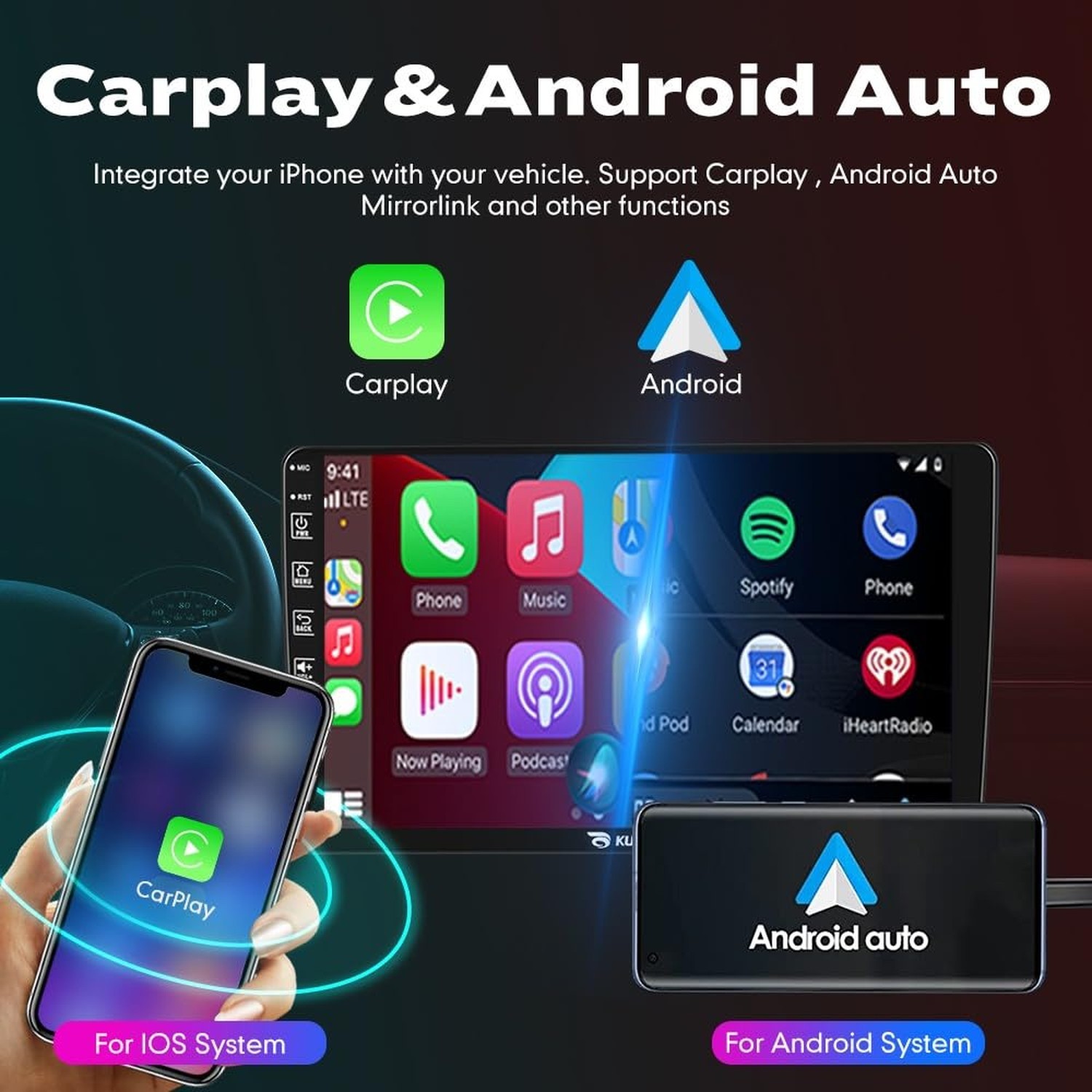 for Hyundai Elantra 2019-2020 Car CarPlay Android Auto Navigation Stereo GPS …