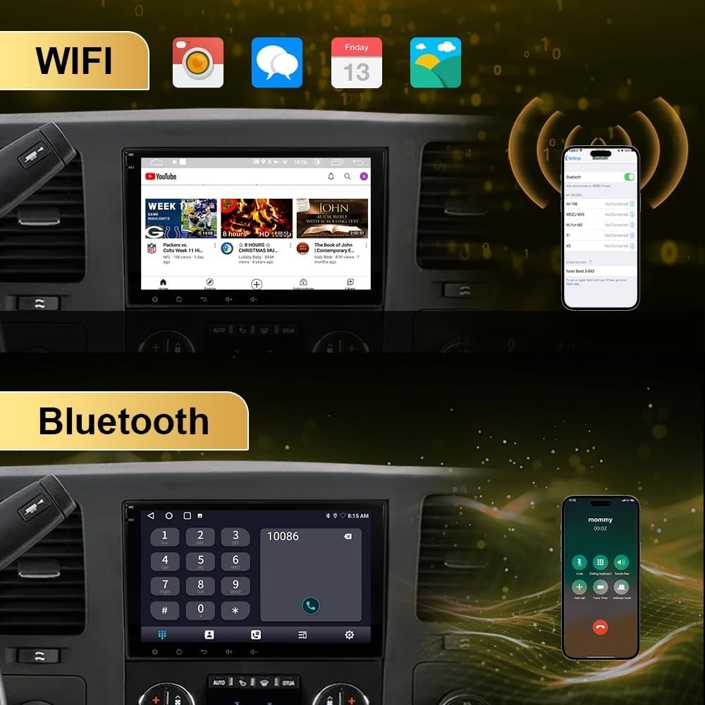 Chevy Silverado 2007-2013 Android 13 Car Stereo 2+64G Carplay w 8″ Touch Screen