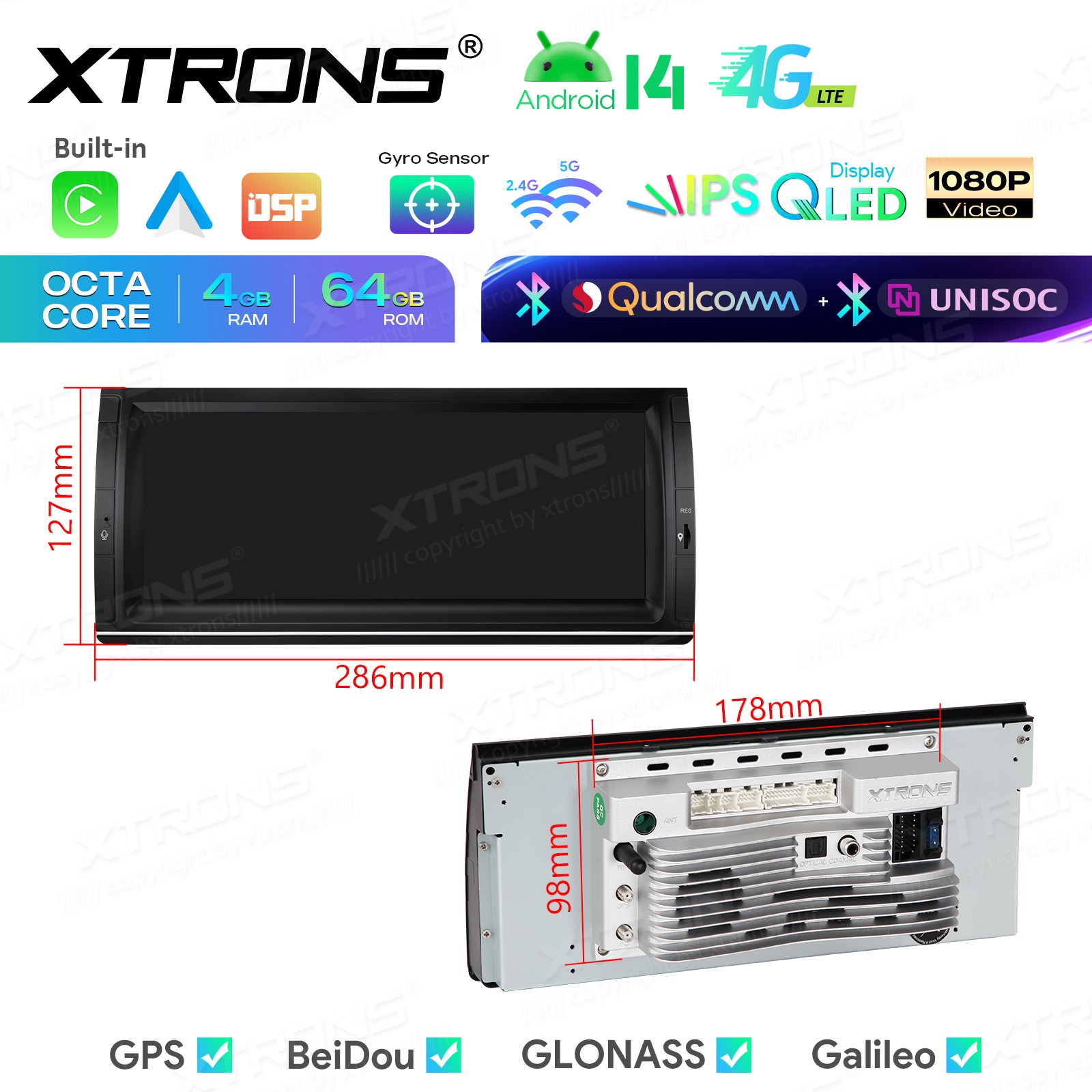 For BMW X5 E53 10.25″ QLED Touch Screen Android 14 Car Stereo GPS Dual Bluetooth
